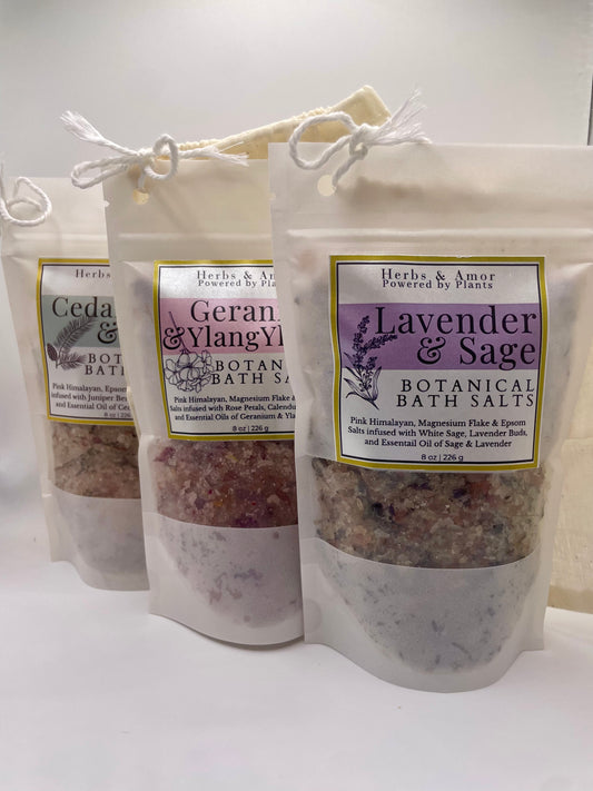 BOTANICAL BATH SALT SOAKS | Botanical Infused Himalayan, Magnesium Flakes & Epsom Salts